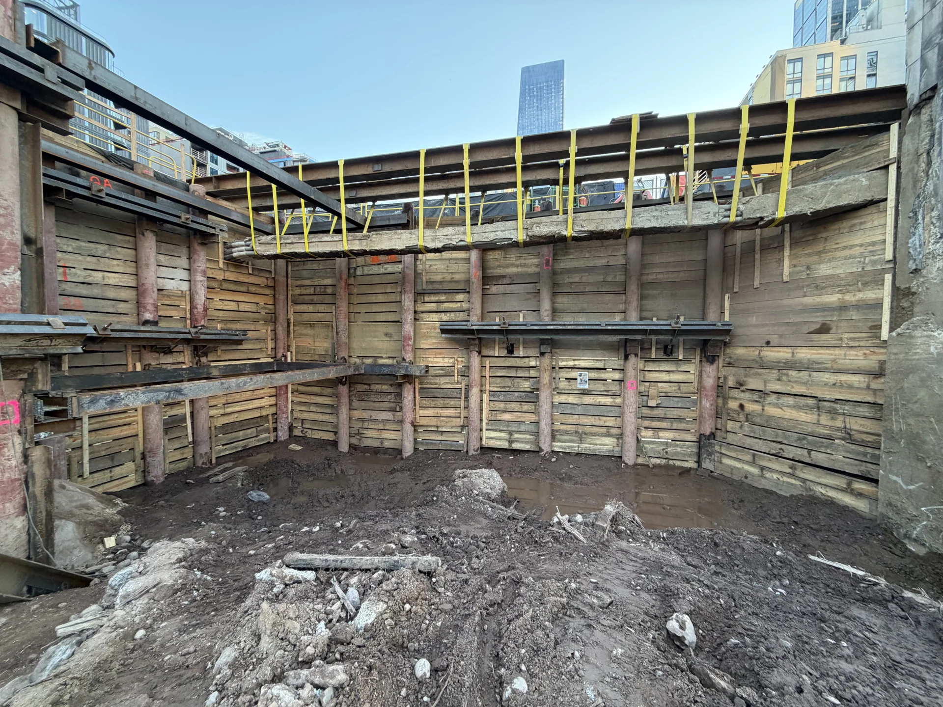 wooden excavation support wall