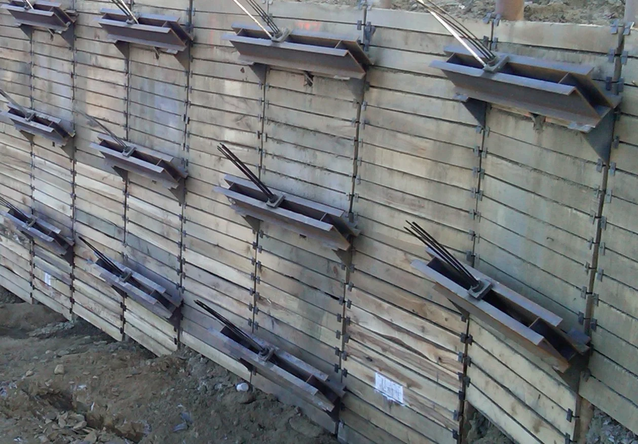 SOE wall with tiedowns installed