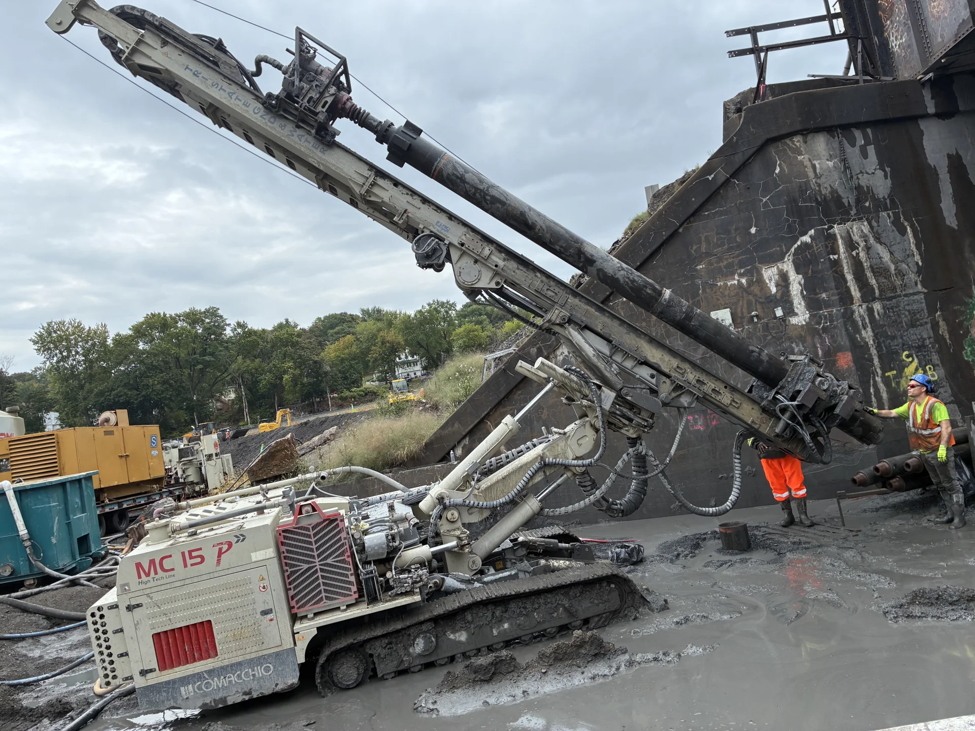 large machine at Livingston Ave construction site