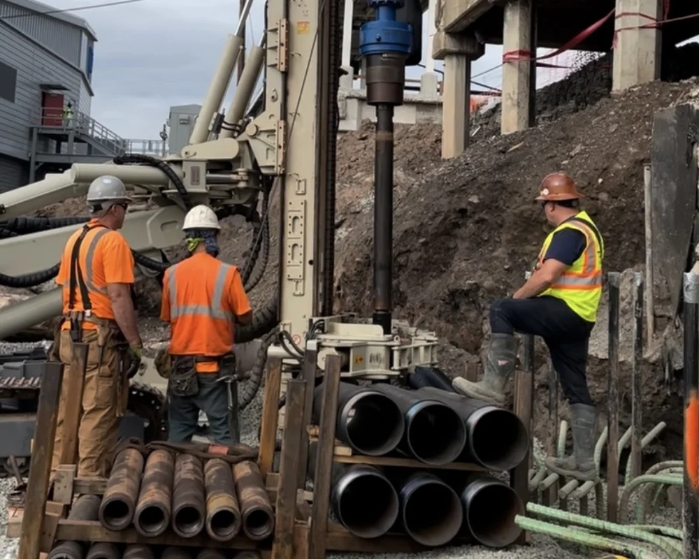 men working with large drill