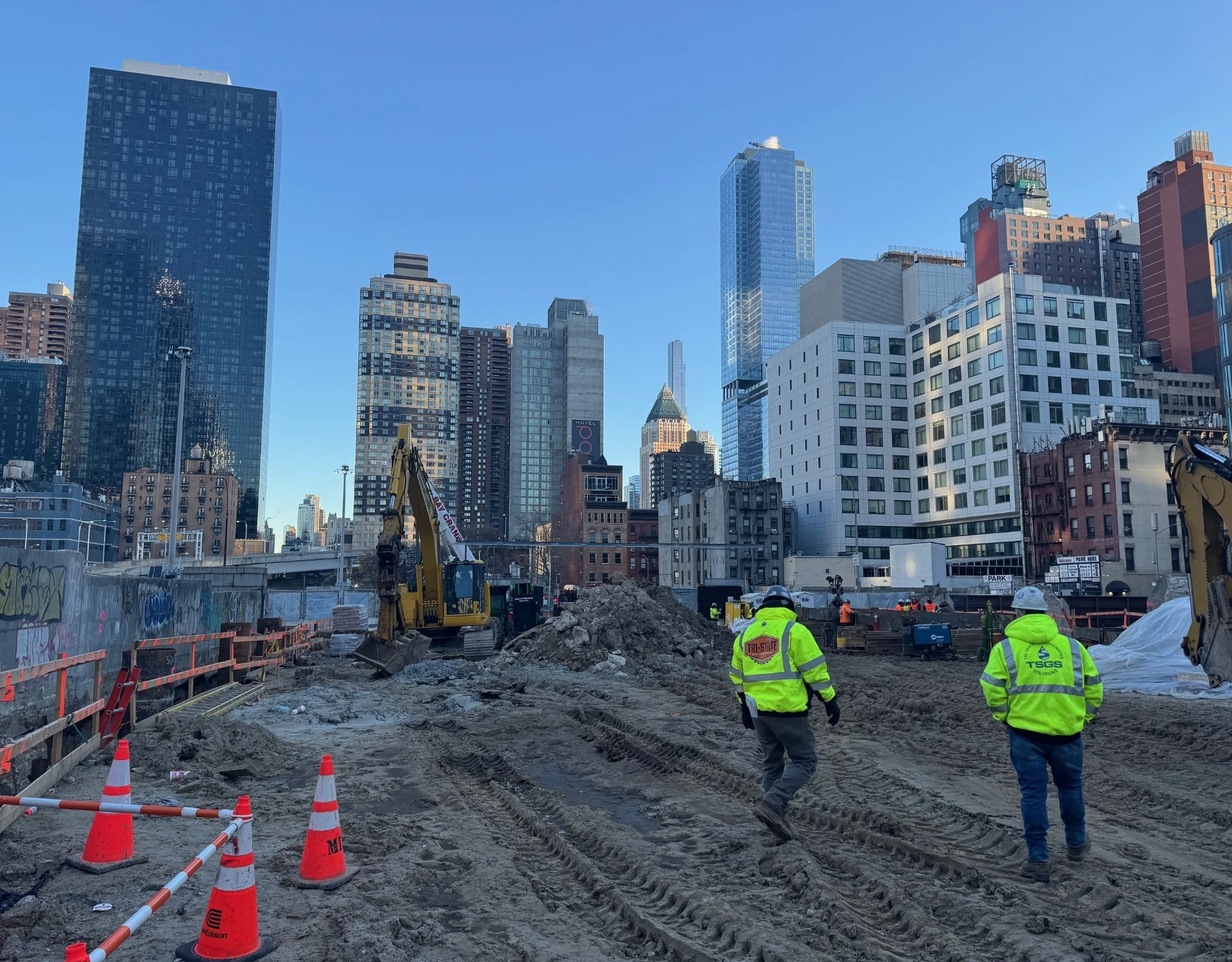 construction site with New York city buildings in the background