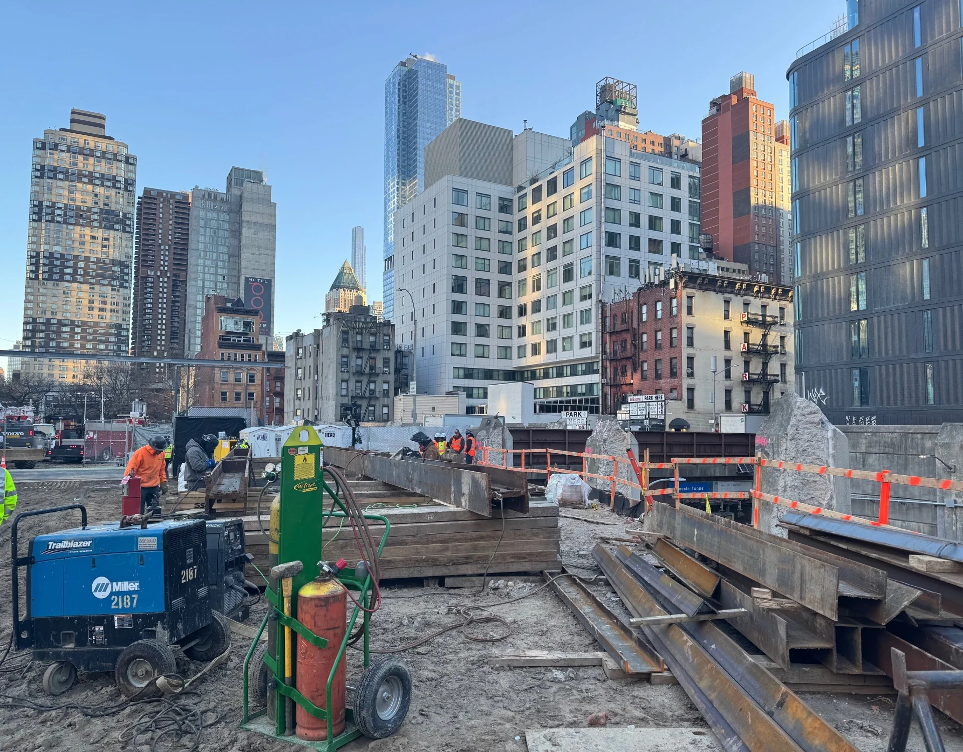 construction site with New York city buildings in the background