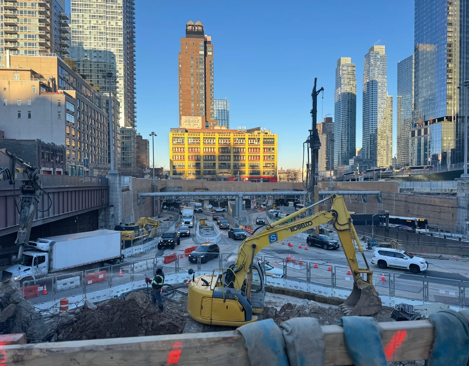 construction site with New York city buildings in the background