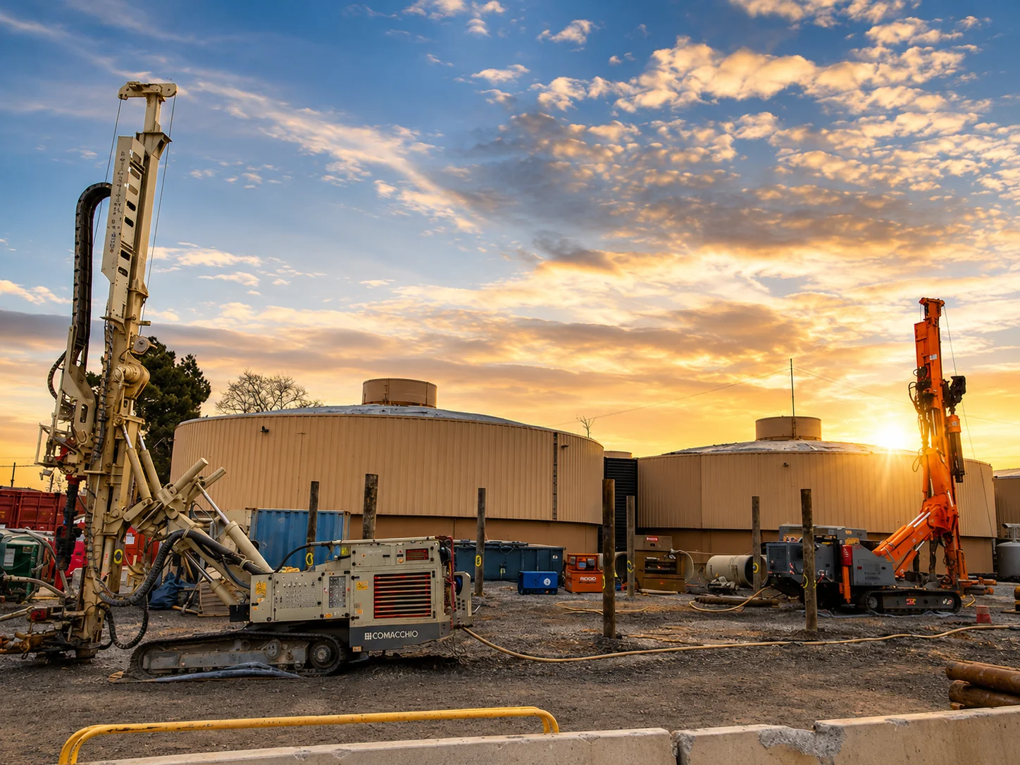 Hunts WWTP location with construction equipment