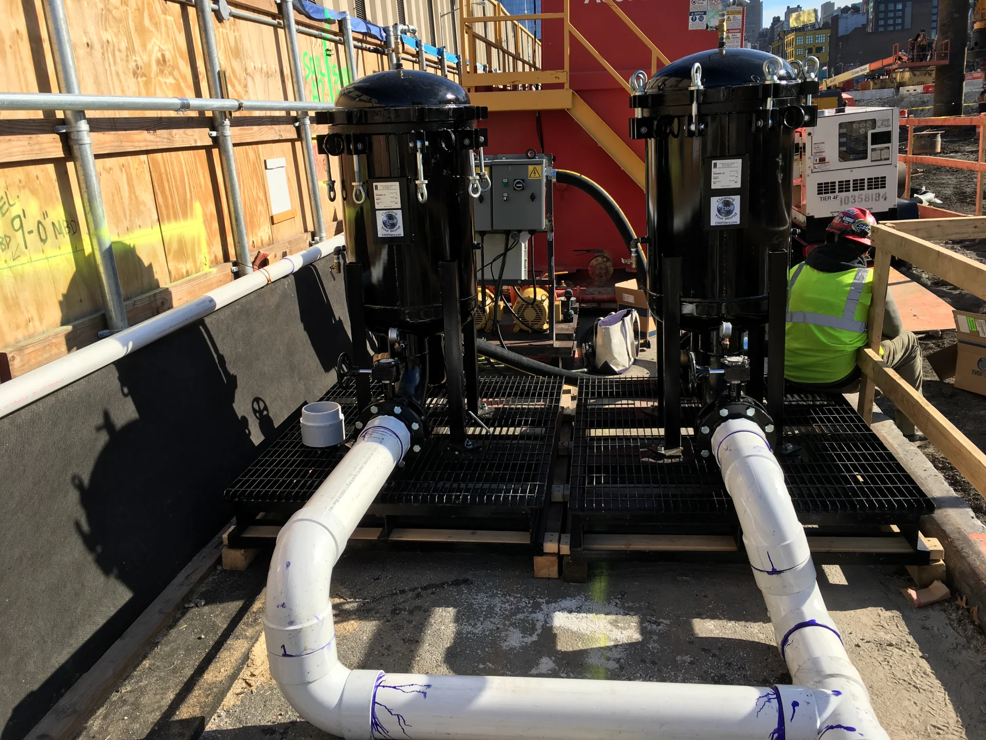 water treatment tanks installed