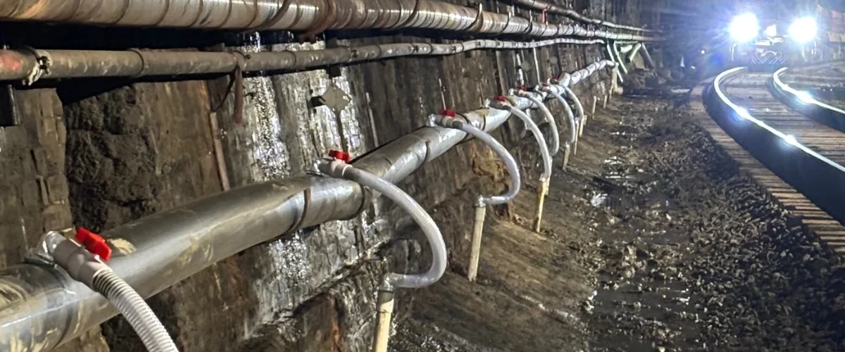 well point dewatering installation in Howard Street Tunnel in Baltimore, MD